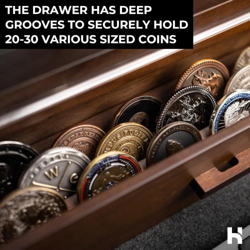 Holme & Hadfield Premium Challenge Coin Display Case for up to 30 Coins – Beautiful 360° Views – Large Handcrafted Military Coin Display Case – Birthday Gift – Luxury Built to Last