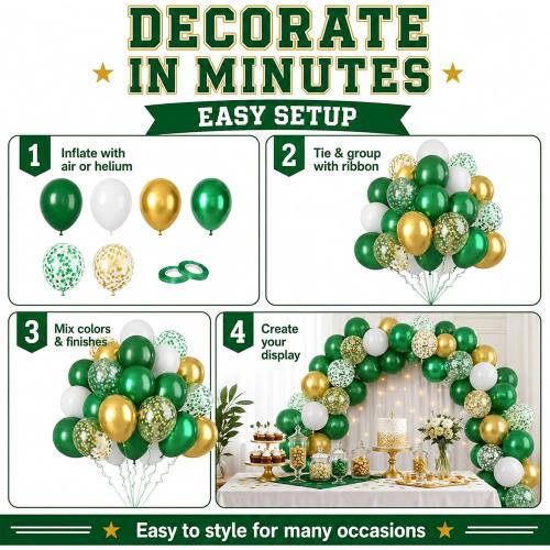 Green Gold Balloons 60PCS Metallic Gold Green for Safari Jungle Baby Shower