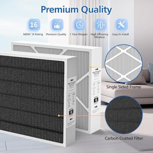 20x25x5 MERV 16 Air Filter Compatible with Lennox HCC20-28 MERV 16 Furnace Filter for HVAC System, Part Number HCF20-16, HCF20-10, 2 Pack