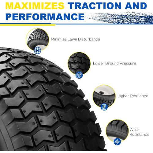 2 PCS 16x6.50-8 Lawn Mower Tires and Rim - 16x6.5-8 Tractor Turf Tire Replacement for Craftsman/John Deere Riding Lawn Mowers/Tractors, with 3/4 Bearings and 3 Offset Hub,4 Ply Tubeless - Vypart
