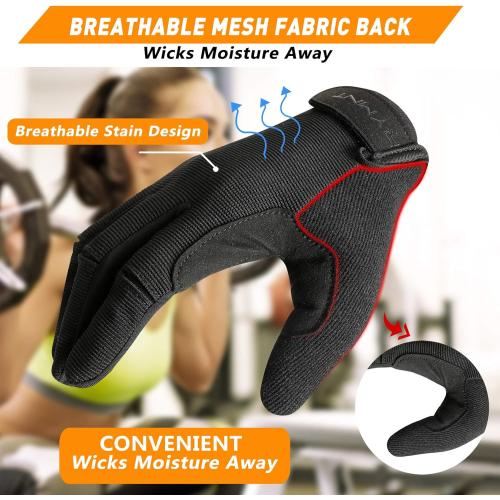 Size L Full Fingers Workout Gloves for Women & Men - Gym Gloves with Extra Grip Foam Padding & Anti-Slip for Fitness, Training & Cycling