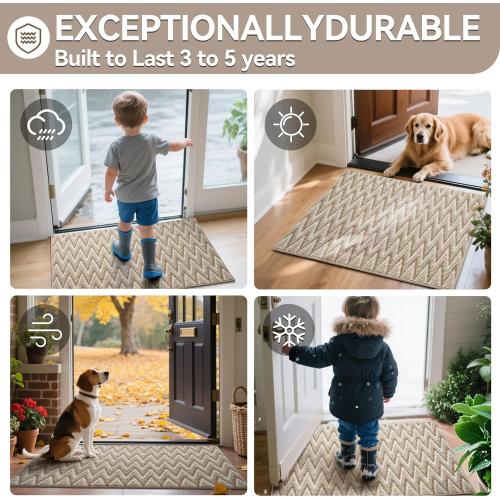 Indoor Door Mat 17x30,Dirt Trapping & Absorbent Non-Slip Rubber Backing Front Doormat for Entryway Low-Profile,Inside Entrance,Shoe Mat for Entry, Washable & Easy to Clean Brown