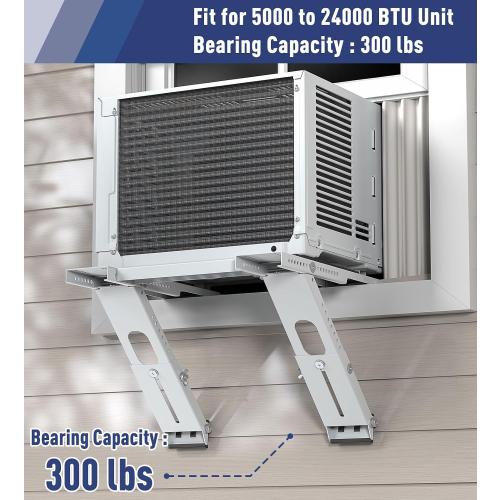 LEOPO No Drilling Window AC Support Bracket, Heavy Duty, Holds Up to 300lbs | Fits Single & Double-Hung Windows, Adjustable Air Conditioner Holder bracket, for 5000-24000 BTU Units