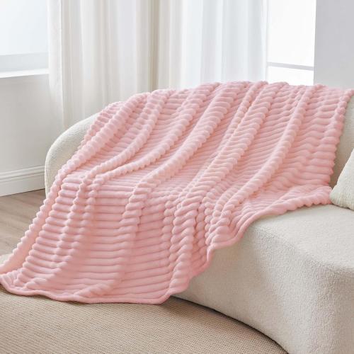 BEDELITE Fleece Pink Throw Blanket for Couch - 300GSM Soft & Warm Valentines Blanket Gifts for Women Girls, Decorative Spring Pink Blankets for Home, 50x60
