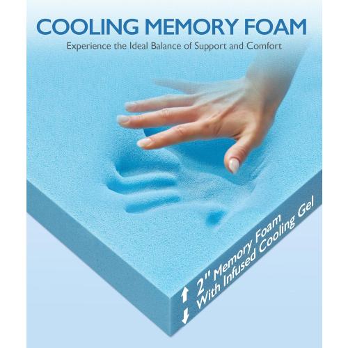 SINWEEK 2 Inch Twin Cooling Memory Foam Mattress Topper for Pressure Relief, Bed Mattress Pad with Cooling Soft Cover and Corner Straps, CertiPUR-US Certified
