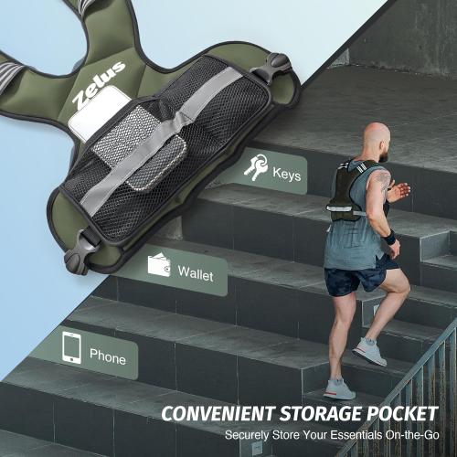 ZELUS Weighted Vest for Men and Women | 4-10lb/11-20lb/20-32lb Vest with 6 Ironsand Weights for Home Workouts | Adjustable Body Weight Vest Exercise Set for Cardio and Strength Training