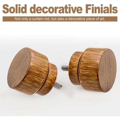 2 Pack Wood Curtain Rods for Windows 66 to 120 Inches 1 Diameter Boho Decorative Heavy Duty Window Curtain Rod Set Adjustable with Handmade Wood Grain Design for Living Room Bedroom Kitchen