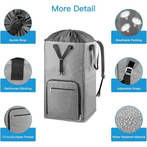 Size Extra Large Color Grey Laundry Backpack Bag, Extra Large 2 in 1 Laundry Hamper Basket for College Students Dorm Essentials, Adjustable Shoulder Straps, Freestanding Laundry Bag for Apartment, Laundromat, Travel