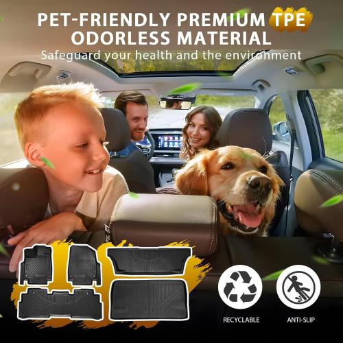 Powerty Floor Mats for Honda Odyssey 2026 2025-2018 Mini Passenger Van Car Mats, All Weather TPE Custom 1st 2nd & 3rd Rows Floor Liner and Cargo Liner Honda Odyssey Accessories (Floor Mats Trunk Mat)