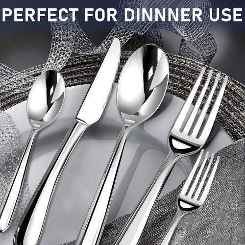 Heavy Duty Silverware Stainless Steel Flatware Cutlery Set | Heavy Duty Steak Knife Fork and Spoon, Dishwasher Safe, Gift Package for Wedding Housewarming