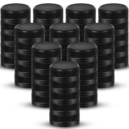 Rozer 50 Pcs Black Plastic Bottle Caps 38 mm for Empty Juice Bottles, Tamper Seal Lids Container Lids Bottle Caps for Crafts DIY, 4, 8, 12, 16, and 32 oz Container