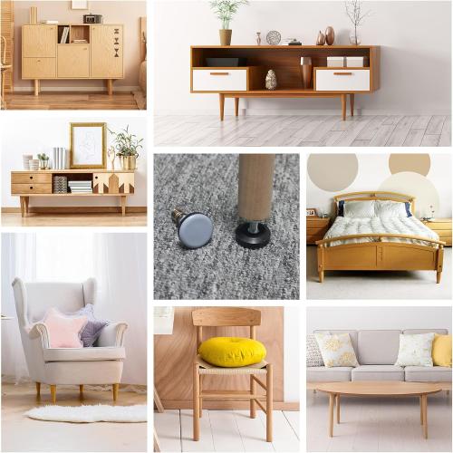 Furniture Leveler PTFE(Teflon) Bottom(28mm Base),Threaded Shank(1/4-20) Adjust Pads,Table/Chair/Cabinet/Sofa Medium Adjustable Legs Leveling,Nuts Installation and Floor Protection(8 Pack)
