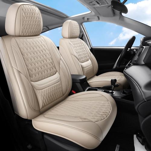 Car Seat Covers, Leather Car Seat Covers, Automotive Seat Covers 2 Front Seats, Fit for Most Cars SUV and Most Sedans Hatchbacks Crossovers, Super Breathable Waterproof Full Wrapping Edge Seat Covers