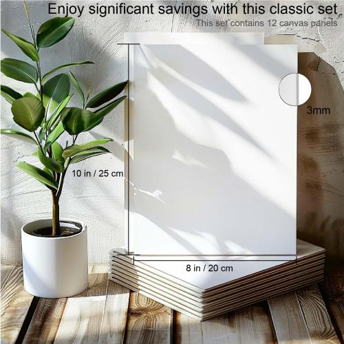 Canvases for Painting 8x10 Inch, Canvas Bulk Pack of 12, 8 oz Primed Canvas Panel, Blank Canvas for Painting, Canvas Boards for Painting Acrylic and Oil, Art Supplies for Adults and Teens.