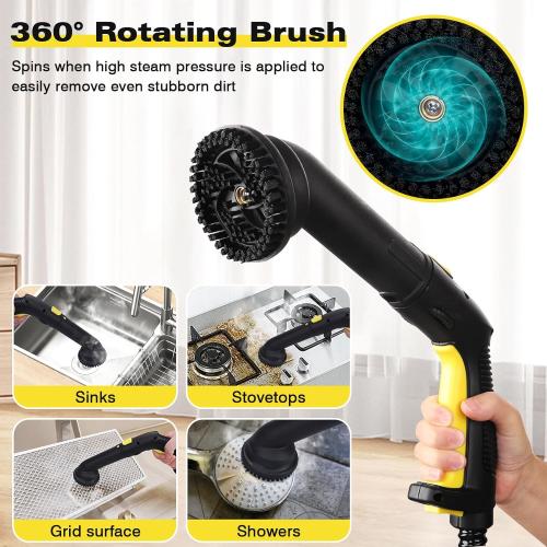 Yellow TVD Steam Cleaner, Heavy Duty Canister Steamer with 26 Accessories, Steam Mop with 5M Extra-Long Power Cord for Home Floor Cleaning, Grout, Upholstery, Car Detailing