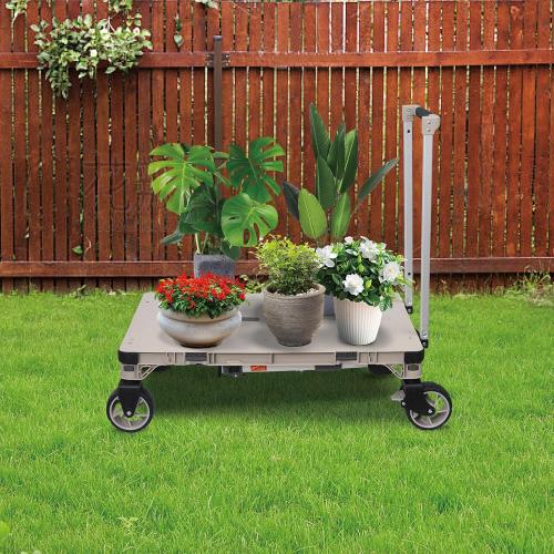 LEADALLWAY 3-in-1 Multi-Purpose Camping Table Wagon Portable Outdoor Platform Truck, Dolly & Utility Cart with 5.4 Wheels