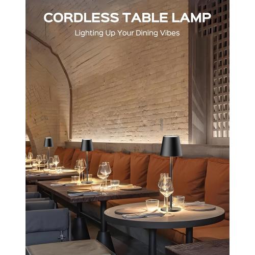 JACKYLED Cordless Table Lamps Rechargeable, 3 Adjustable Height, 5000mAh Battery Operated, 3 Colors Smooth Dimming, Portable LED Waterproof Table Lamp for Dining, Bedroom, Outdoor- Black