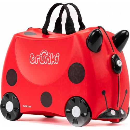 Trunki Ride-On Kids Suitcase | Tow-Along Toddler Luggage | Carry-On Cute Bag with Wheels | Kids Luggage and Airplane Travel Essentials: Harley Ladybug Red