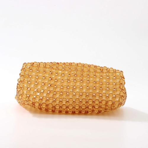 YIFEI Women Colored Transparent Beaded Acrylic Handbag Evening Handmade Bags for Wedding Party (Brown)