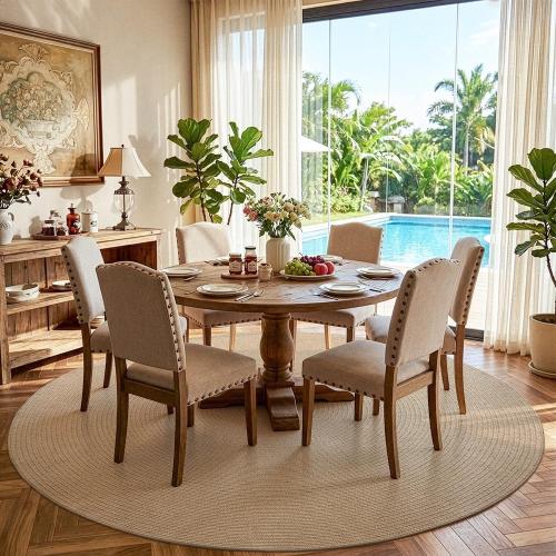 LUMI Jute Area Rug 5ft Round for Living Room, Natural Braided Woven Rugs Non Slip, Neutral Farmhouse Carpets No Shedding, Durable for High Traffic, Dining Room, Indoor, Outdoor, Patio