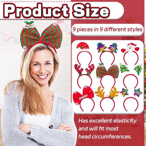 Christmas Headbands and Costume Headwear,Christmas Headwear Holiday Headbands Accessories for Xmas Party Decorations Favors