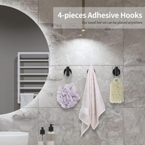 10PCS Matte Black Bathroom Hardware Set, Bathroom Accessories Set Include 24&16 inch Towel Bar, Robe Hook, Towel Ring, Toilet Paper Holder