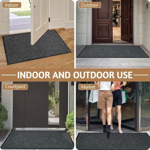 100pointONE Front Door Mat, Heavy Duty Indoor Outdoor Doormat for Entryway, 72 x 48 Low Profile Outdoor Mats for Home Entrance, Stain and Fade Resistant Welcome Mat for High Traffic Area, Dark Grey