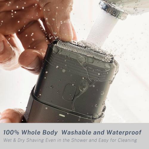 Electric Razors for Men Face - Compact Travel Electric Foil Shavers for Mens Bald Head - Small Portable Face and Head Shavers IPX7 Waterproof Wet and Dry, Dual-Action Blades and USB-C Rechargeable