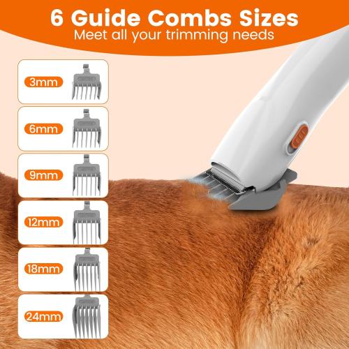Color White and Orange Dog Grooming Vacuum, Dog Grooming Kit with Pet Clippers, 12,000Pa Pet Hair Grooming Vacuum for Dogs, Vacuum Brush for Shedding Grooming, Low Noise Home Cleaning Tool in 1, PG10