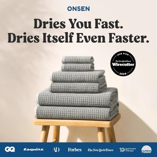 ONSEN Sculpted Terry Face Towels, 100% American Cotton, Quick Dry COLOR GRENN AND WHITE