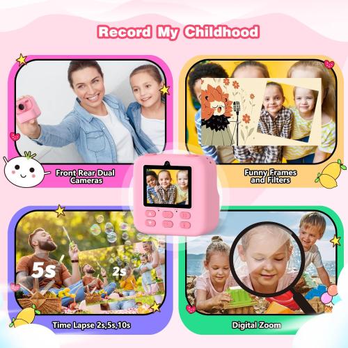 masterbee Kid Camera Instant Print Photo, Birthday Gifts for Girls and Boys, Kids Digital Camera Toys, 1080P HD Video, 3 4 5 6 7 8 9 10 11 12 Year Old Boy Gifts/Girl Gifts