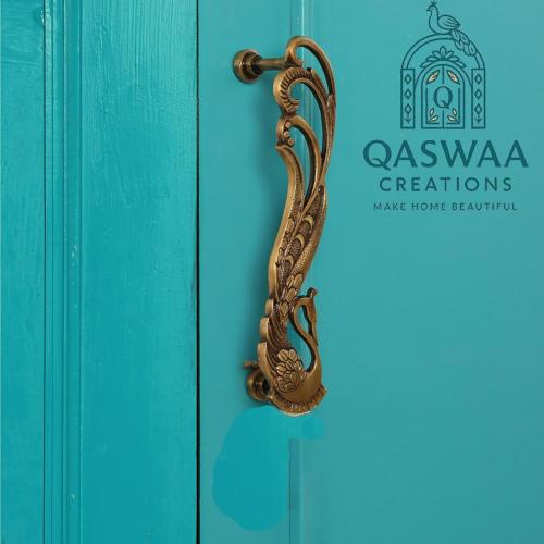 Peacock Design Brass Door Handle Pair, Antique Heavy Duty Decorative Vintage Door Handles,Pull for Dresser Cupboard Drawer Home Furniture Hardware Accessory, (5.5 Inches)