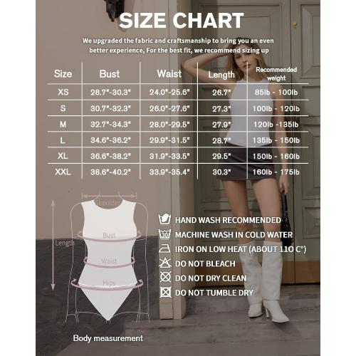 Medium MANGOPOP Tank Top Body Suits Women Sexy Crew Neck Racerback Halter Ribbed Sleeveless Bodysuit for Women