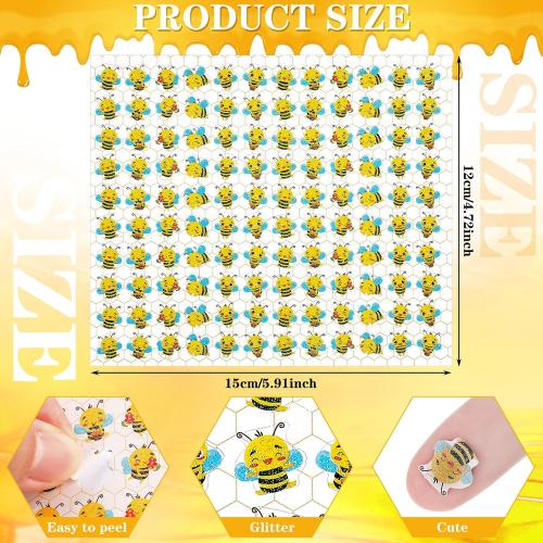 Lincia 1200 Pcs Bee Glitter Stickers Cute Animal Reward Stickers
