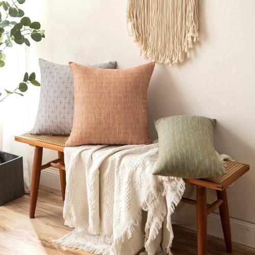 MIULEE Pack of 2 Decorative Burlap Linen Fall Autumn Throw Pillow Covers Modern Farmhouse Pillowcase Rustic Woven Textured Cushion Cover for Sofa Couch Bed 20x20 Inch Salmon