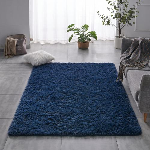 TABAYON Shaggy Navy Blue Rug, 2x3 Area Rugs for Living Room, Anti-Skid Extra Comfy Fluffy Floor Carpet for Indoor Home Decorative