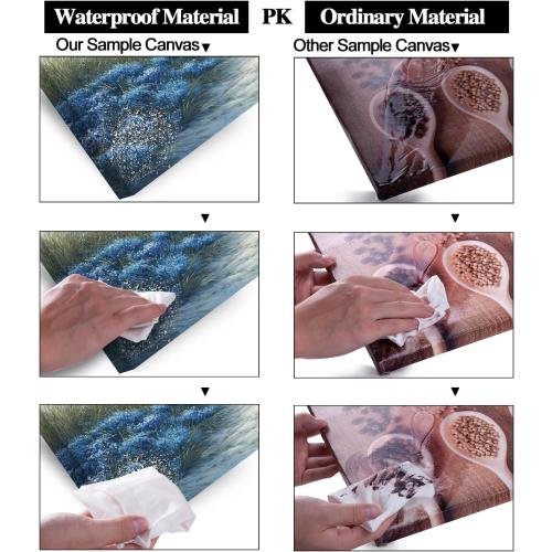 LASMOND Romantic Beach Wall Art for Living Room Blue Sea Turtle Lovers Canvas Painting Prints Ocean Sandy Romance Flowers Large Bedroom Office Decor Artwork (40x20 Inches)