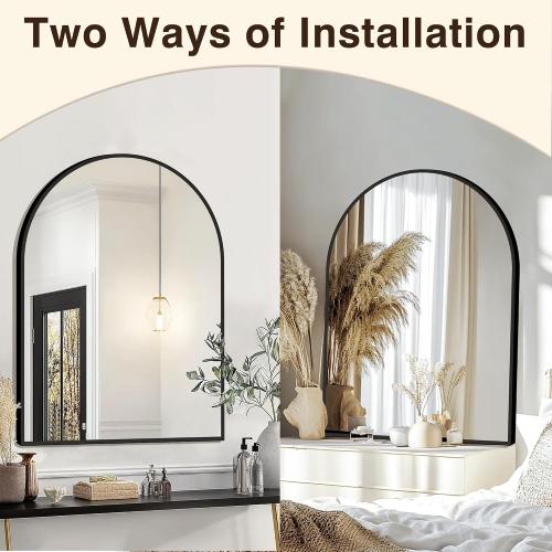 FICTOR 30 x 40 Arched Bathroom Vanity Mirror for Over Sink, Black | Anti-Rust Metal Framed, HD Tempered Shatter-Proof Glass, Modern Wall Mirror for Entryway, Living Room, Bedroom
