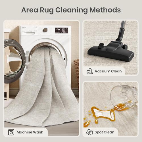 Valenrug Washable Rugs 5x7 - Stain Resistant 5x7 Area Rugs for Living Room, Non Slip Backing Printed Rugs for Bedroom, Folable Machine Washable Area Rug (5'x7', Beige)