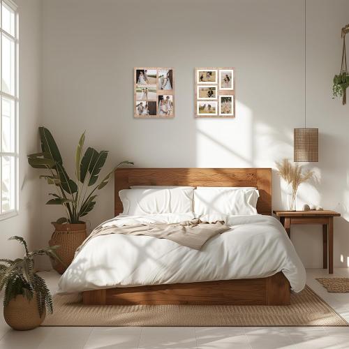 4x6 or 5x7 Picture Frames, Rustic Brown Wooden Frame with Real Glass, Displays Pictures Five 4x6 with Mat or 5Pcs 5x7 without Mat for Wall Mounting, Photo Collage Frame