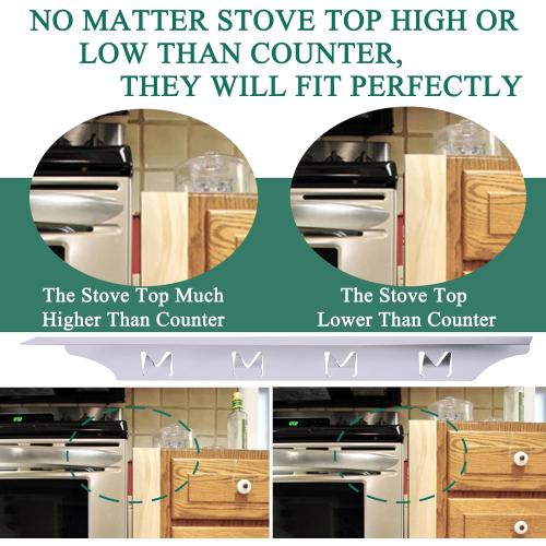 Stove Counter Gap Cover Filler, Range Trim Kit, Aluminum Don't Melt Like Silicone, For 1/32” to 5/8” Gap, Adjustable Length 23” to 25.4”, Left and Right 2 PCS, 3 Years Guarantee