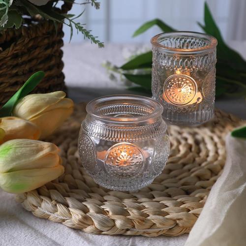 15pcs Clear Assorted Votive Candle Holders for Table Centerpieces, Glass Tea Lights Candle Holder for Wedding Decorations, Vintage Boho Home Tea Party Decor, Sunflower Decorations