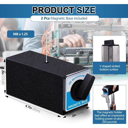 Reallnaive 2 Pcs 12T Magnetic Base Holder Bed On/Off Switch