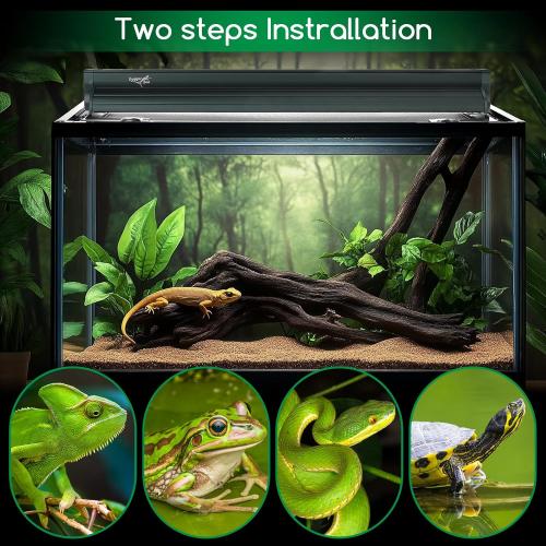 T8 Reptile Light Fixture Combo Kit 15W 18.3IN Green Fluorescent Tube 10.0 UVB Light Bulb for Bearded Dragon Lizards Tortoise 1 Count