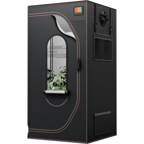 THE Growing 2x2 Grow Tent, Reflective Mylar Indoor Plant Growing Room | 600D heavy duty canvas with diamond mylar lining. Robust 16mm steel frame features tool-free quick click-lock fast setup.