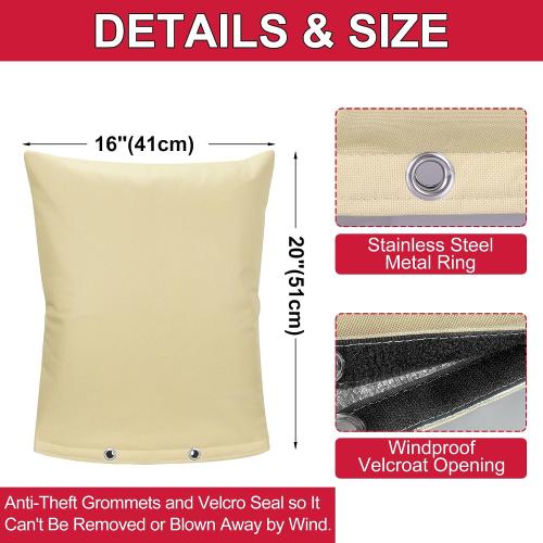 Backflow Preventer Cover Insulated Pouch, Sprinkler Covers with Aluminum Foil for Outside Pressure Vacuum Breaker Winter Water Well Pump Covers Insulated Backflow Cover Pipe Cover (16 Wx20 H, Beige)