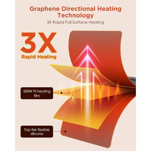 FEPPO Food Warming Mat, Upgrade High-tech Graphene Heating Film, Fast Full Surface Electric Warming Tray with 6 Level Adjustable Temperature and 6 Hours Timer, Roll Up Food Warmers for Parties Buffet