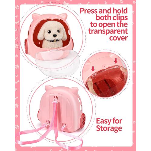 Eohemeral 23 Pcs Puppy Walking Dog Toy for Kids 3 4 5 6 7 8 | Electronic Interactive Puppy with Carrier & Leash, Realistic Barking Wagging Tail Plush Dog, Birthday Gifts for Girls