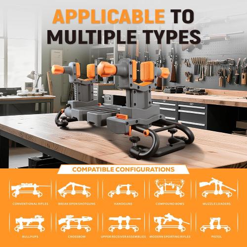 Adjustable Gun Holder - Professional Gunsmithing Tools for Gun Cleaning, Sight, and Maintenance with Jagged Base Stability and Non-Marring Rubber Contact Pads, Gun Accessories & Gifts for Men