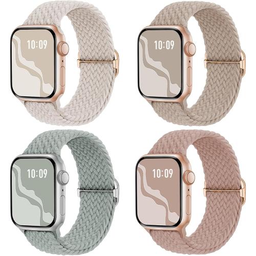 4 Pack Braided Stretchy Band Compatible with Apple Watch Bands Women Men